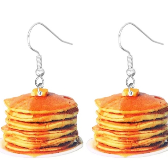 Pancake Earrings, 2D Earrings, Food Earrings, Novelty Earrings - Picture 1 of 1